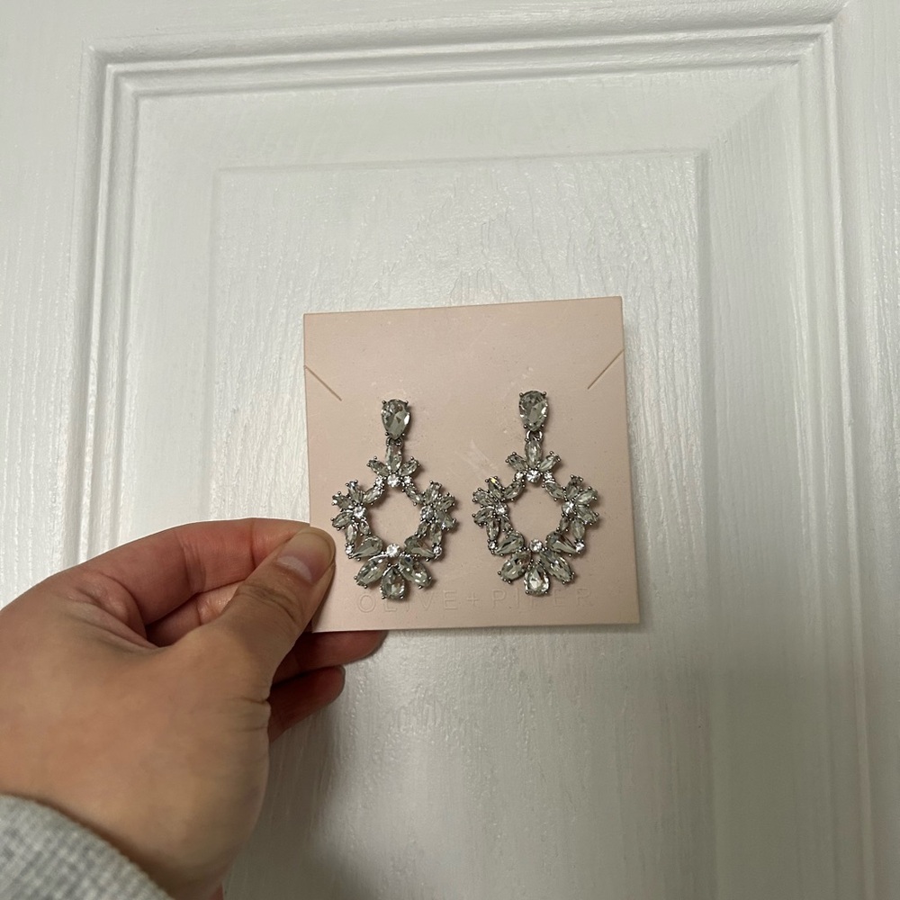 Chandelier Crystal Earrings Silver for wedding or prom by Olive & Piper
